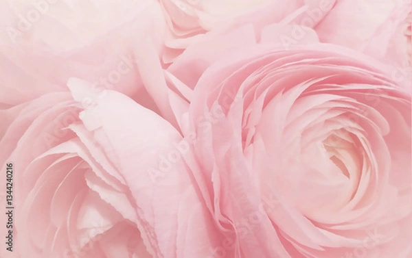 Fototapeta Floral background of ranunculus. Idea for background for a card or gift certificate. Background for the phone.