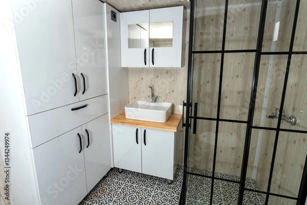 Fototapeta Modern tiny house interior.