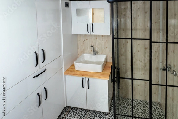 Fototapeta Modern tiny house interior.