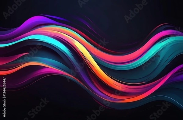 Fototapeta Colorful Abstract Wave Design with Flowing Lines and Light Effects