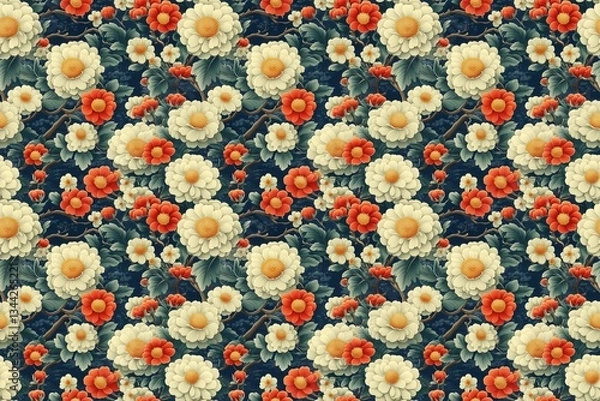 Fototapeta Kyoto-Style Handcrafted Washi Paper with Traditional Japanese Dye Patterns