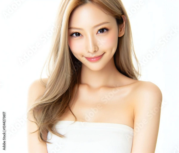 Fototapeta 白いチューブトップの美女