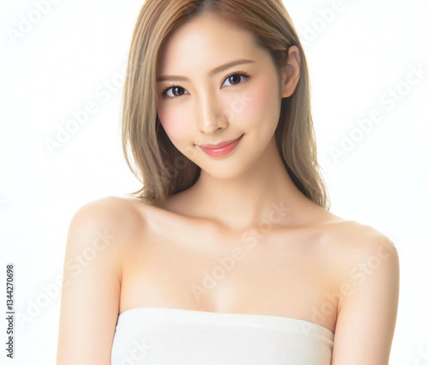 Fototapeta 白いチューブトップの美女