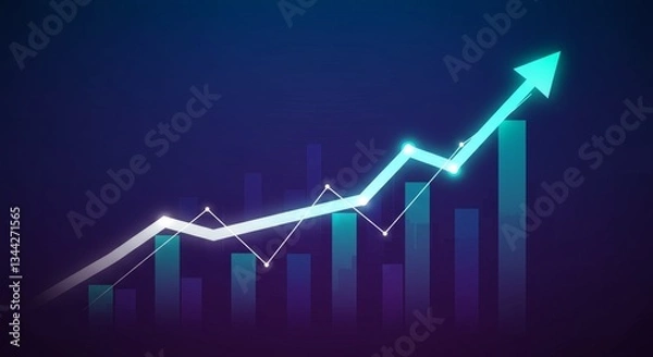 Fototapeta Positive Growth Trend Graph - Upward trending graph showing positive growth and progress, ideal for business presentations and reports