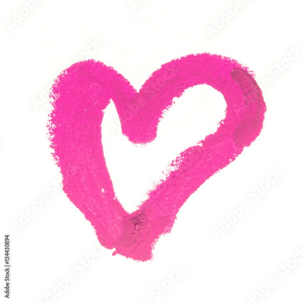 Fototapeta Heart shape paint by lipstick isolated on white background