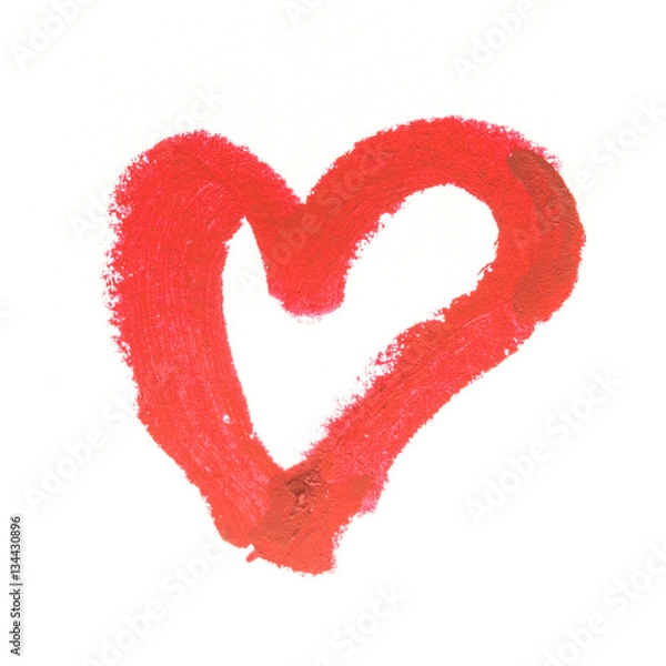 Fototapeta Heart shape paint by lipstick isolated on white background