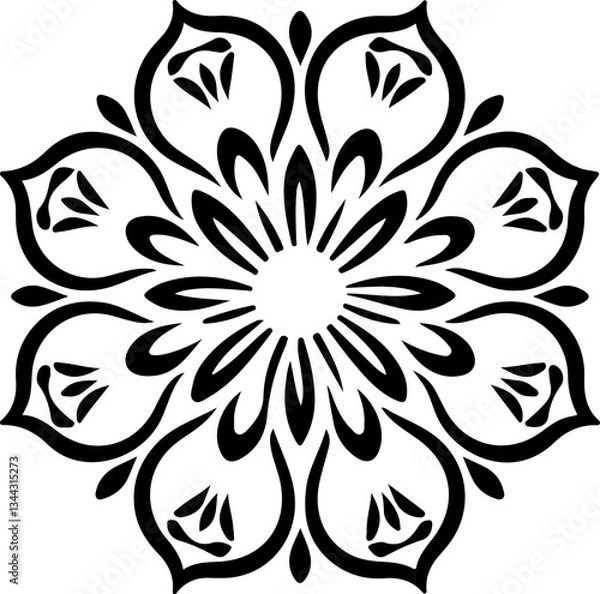 Fototapeta Mandala Stencil Vector Design, Intricate Mandala Stencil Art, Circular Mandala Stencil Vector, Decorative Mandala Template Design, Floral Mandala Stencil Vector, Traditional Mandala Vector Art, Abstra