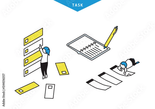 Fototapeta Task management illustration set (tools version)