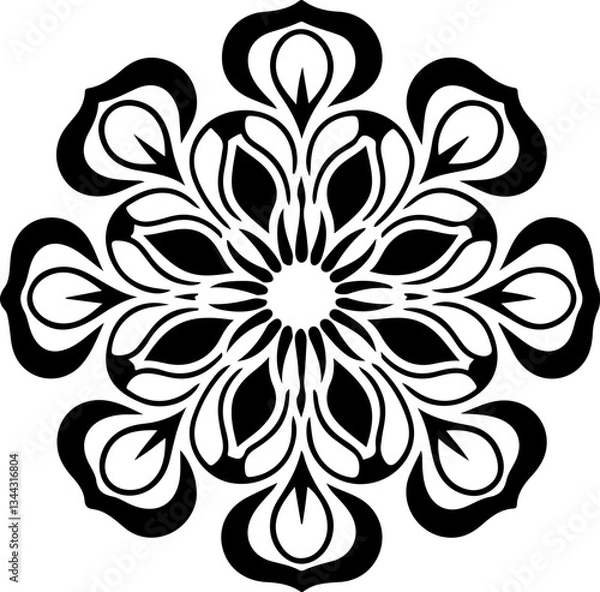 Fototapeta Mandala Stencil Vector Design, Intricate Mandala Stencil Art, Circular Mandala Stencil Vector, Decorative Mandala Template Design, Floral Mandala Stencil Vector, Traditional Mandala Vector Art, Abstra