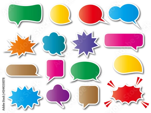 Obraz 吹き出し■カラフルな立体風の吹き出しセット