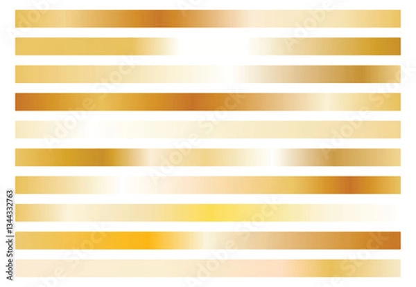 Obraz Luxury Gold Metallic Gradient Background Set - Elegant Golden Textures, Chrome Finishes, and Shiny Gradient Designs for Banners, Labels, Frames, and Vector Illustrations
