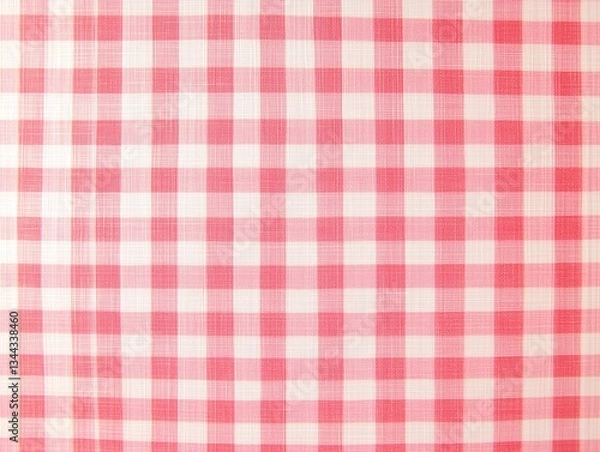 Obraz Pink gingham fabric texture with classic checkered pattern.
