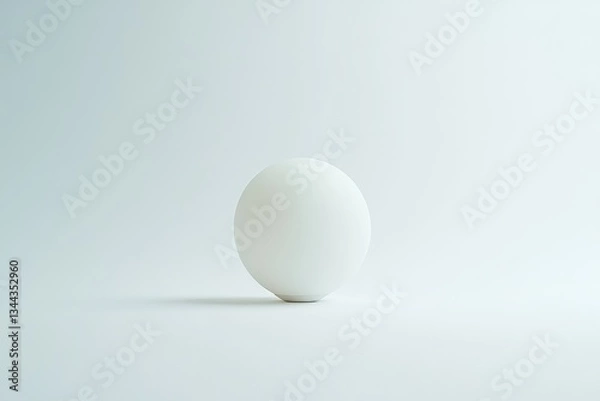 Fototapeta A minimalist white spherical lamp sits on a light gray surface, casting a subtle shadow.