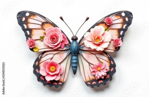 Obraz Butterfly - Danaus chrysippus (Plain tiger or African monarch) isolated on the white background