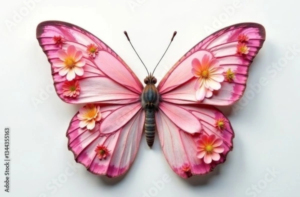 Obraz Butterfly - Danaus chrysippus (Plain tiger or African monarch) isolated on the white background