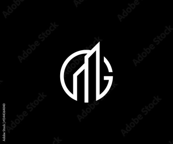 Fototapeta MG letter circle clean fresh logo
