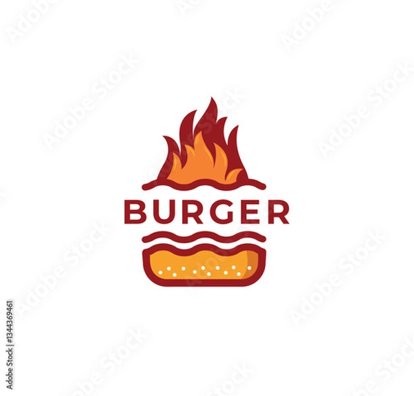 Obraz Fire burger vector logo design 