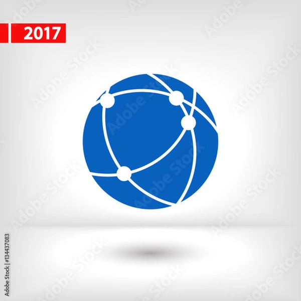Fototapeta Global technology or social network icon, vector illustration. Flat design style 