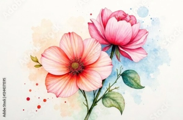 Obraz Beautiful Macro Photo.Colorful Flowers.Border Art Design.Magic Light.Close up Photography.Conceptual Abstract Image.White and Blue Background.Fantasy Art.Creative Wallpaper.Beautiful Nature.Water Drop