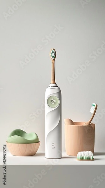 Obraz Modern electric toothbrush with accessories