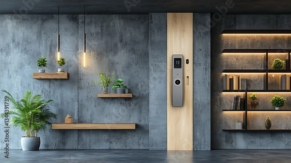 Obraz Modern entryway with smart home tech