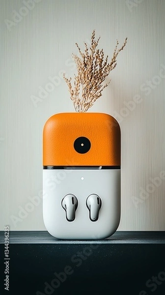 Obraz Modern Wireless Earbuds Display