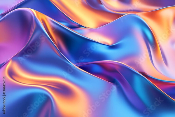 Fototapeta 3D Render of Abstract Background with Colorful Waves and Curves