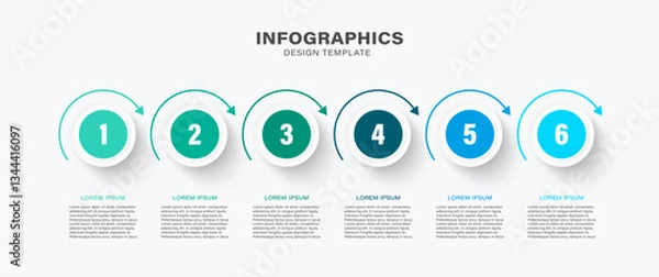 Fototapeta 6 steps vector infographics design templates with numbers and text