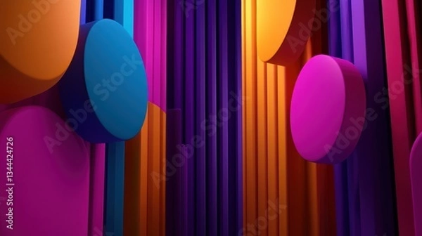 Fototapeta Colorful abstract art background with dynamic shapes and multicolored design vibrant