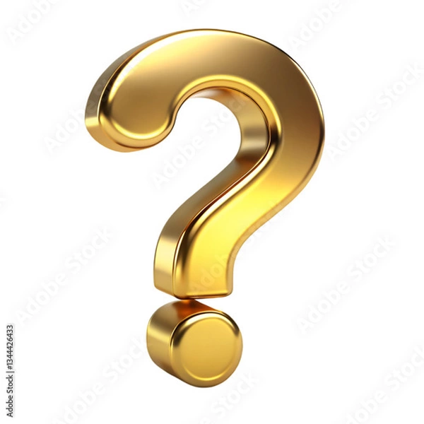 Fototapeta Golden question mark isolated on transparent background