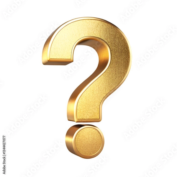 Fototapeta Golden question mark isolated on transparent background