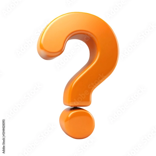 Fototapeta Orange question mark isolated on transparent background