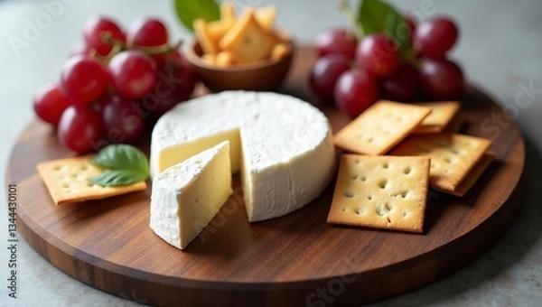 Obraz Brie, Grapes, and Crackers