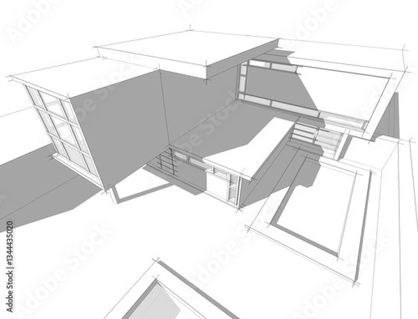 Obraz sketch of building	3d rendering