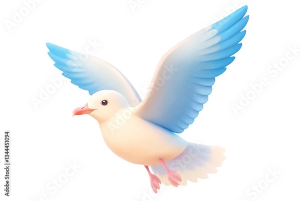 Obraz A beautiful white bird with light blue wings in flight soaring high above