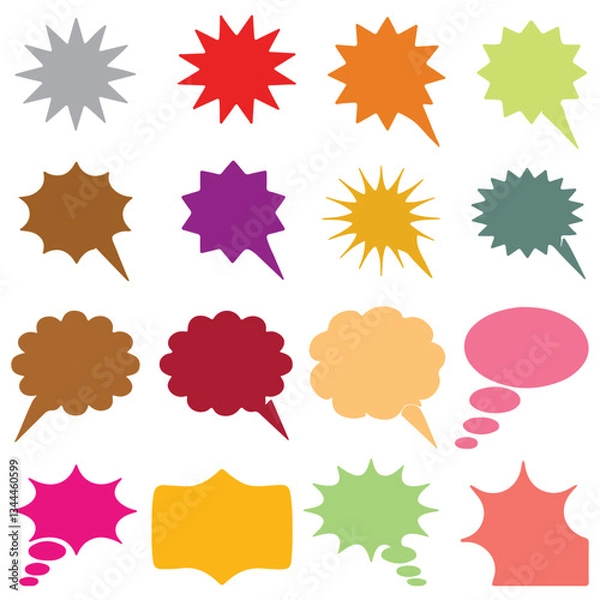 Fototapeta Set of bubble frames for speech in pop art style - vector illustration.comic art design colorful.
