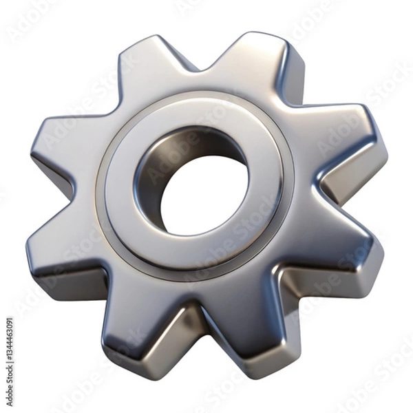 Fototapeta 3d silver gear icon isolated on transparent background