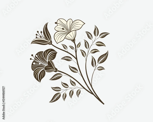 Fototapeta Vector set of flower golden art deco patterns, floral line package labels. Perfume, beauty products, jewelry package, wedding invitations, asian style nature illustrations
