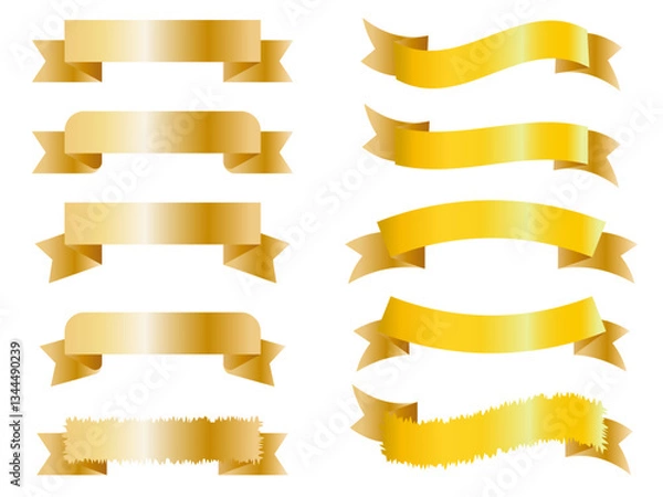 Fototapeta リボン■飾りリボン（ゴールド）