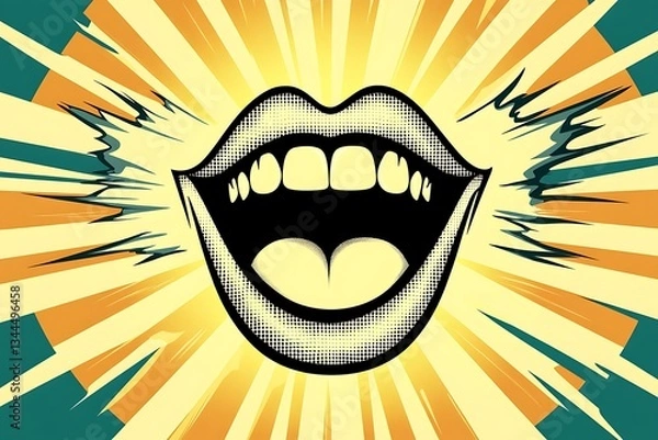 Fototapeta Loud Mouth for Pop Art Shout, Retro Design.