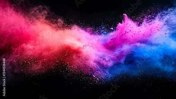 Fototapeta Colorful powder explosion on black background for visual effects and design needs