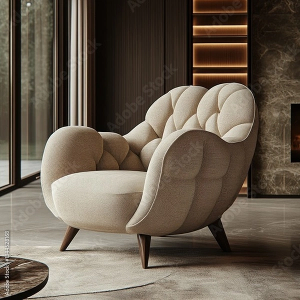 Fototapeta A luxury armchair with soft fabric and modern aesthetics 