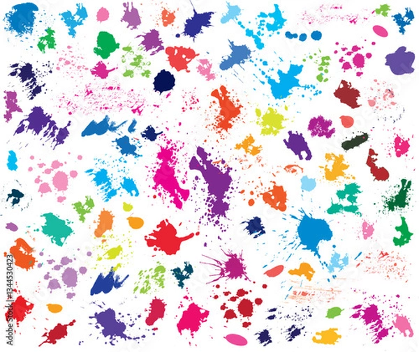 Fototapeta Set of Color Spots of Paint, Brush Prints, Design Elements