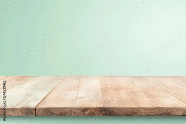 Fototapeta weathered wooden tabletop rich in texture and natural imperfections complementing light green chroma key background