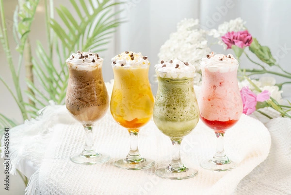 Obraz Fruit sundae on a simple background