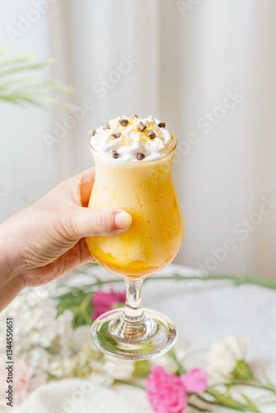 Obraz Fruit sundae on a simple background