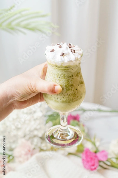Fototapeta Fruit sundae on a simple background