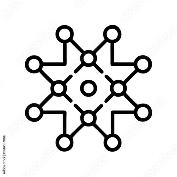 Fototapeta Deep learning icon representing a network structure on a minimalistic background
