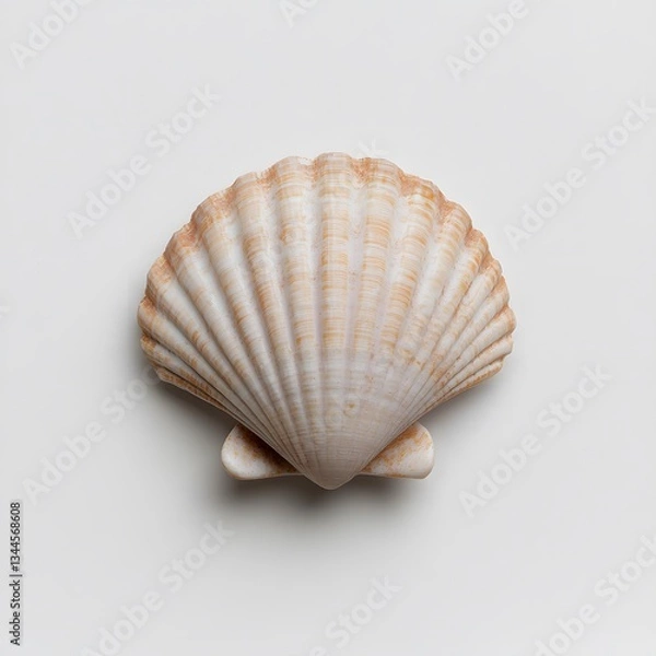 Fototapeta Seashell on white background, studio shot, ocean theme, craft design