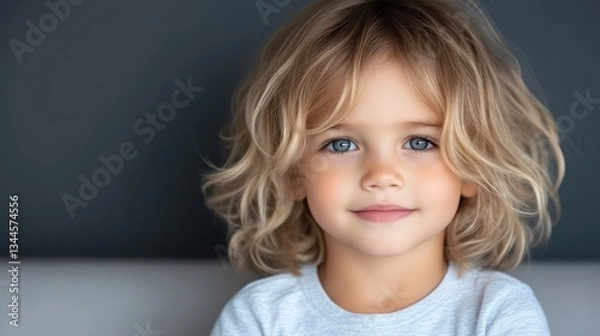 Fototapeta Portrait of a child with a happy expression